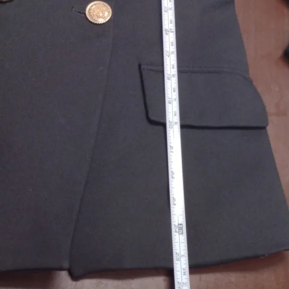 Attitude Unknown Chic Black Double-Breasted Blazer with Gold Accents - Picture 11 of 16
